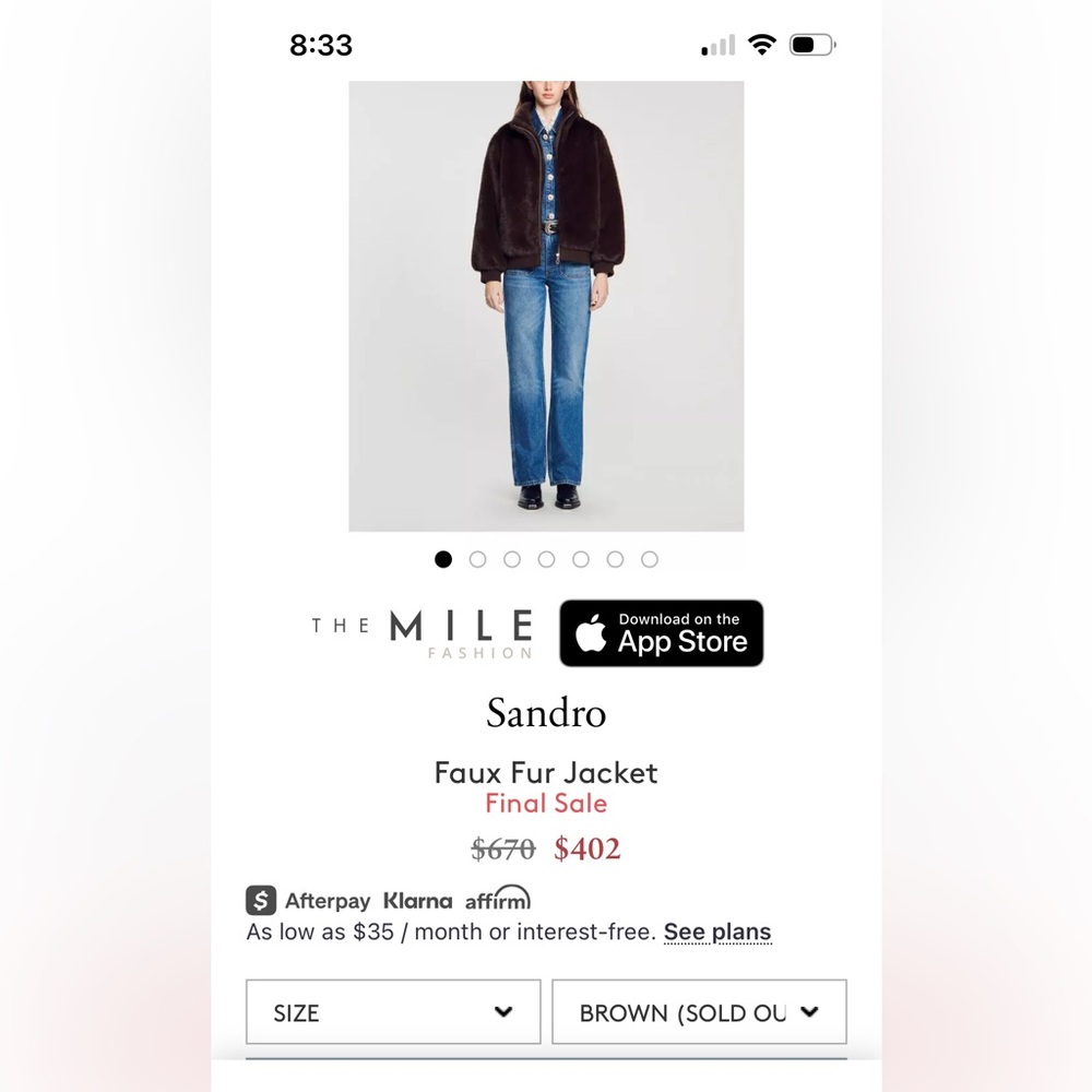 Sandro Dark Brown Teddy Jacket